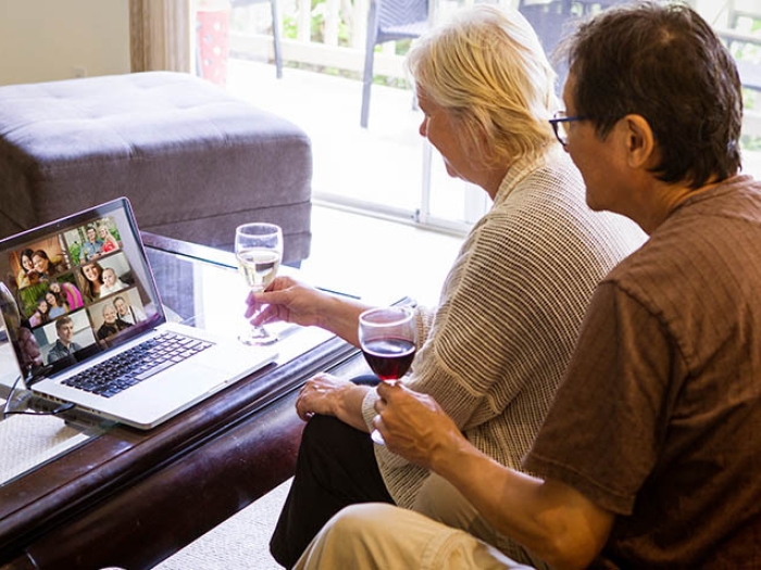 couple having a virtual get together