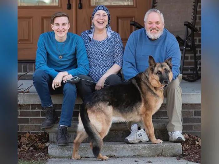 Family portrait with dog