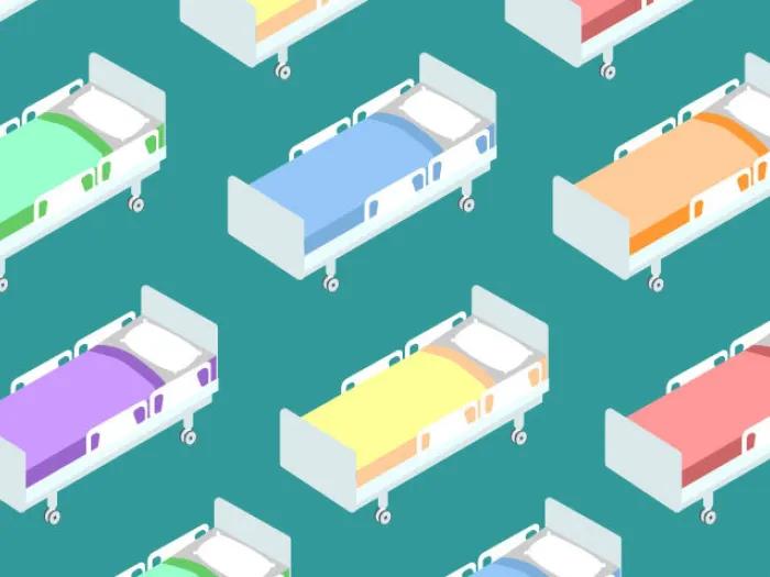 hospital beds in different colors