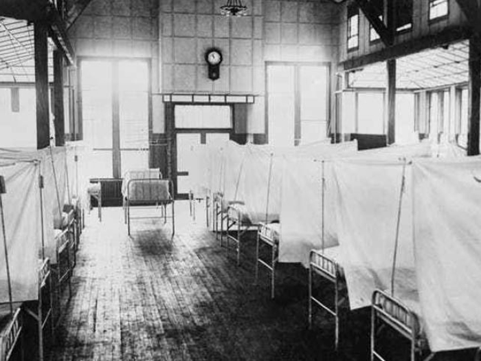 old hospital beds lined up