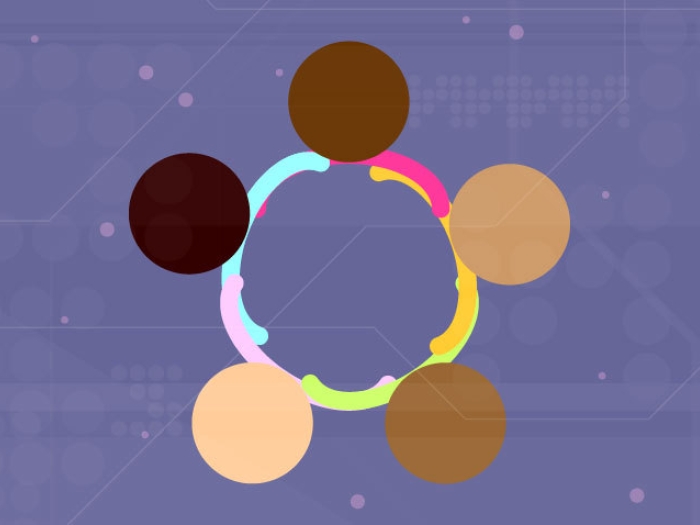 Graphic from overhead of people holding hands in a circle
