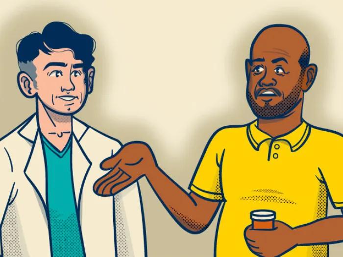 doctor and patient talking graphic