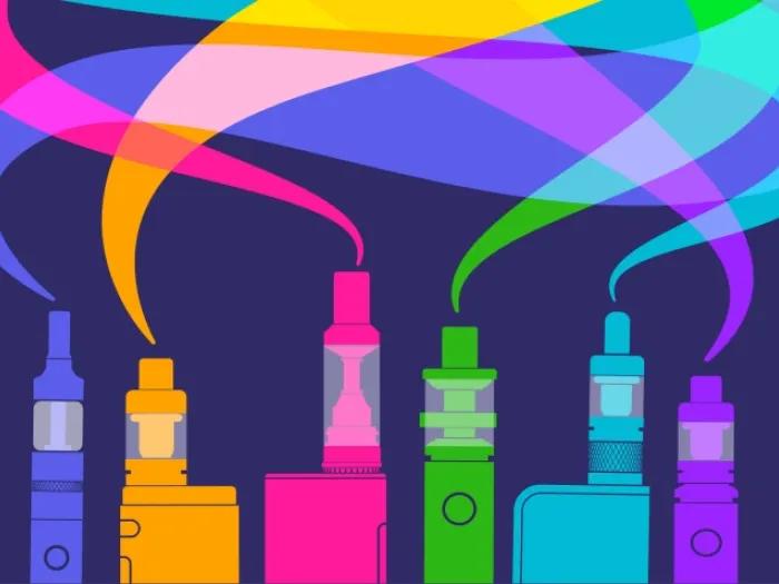 color e-cigarettes emitting colorful smoke