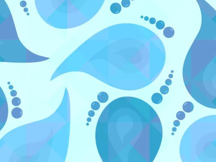 Graphic of water droplets in varying shades of blue