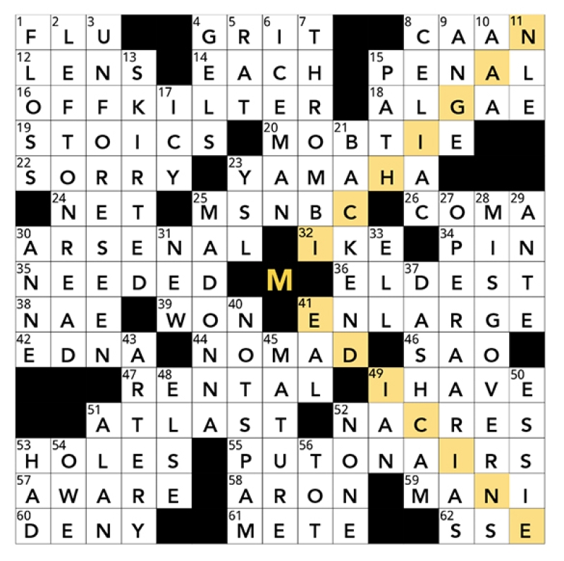 Crossword puzzle answer key