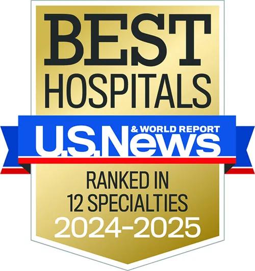US News & World Report Best Hospitals Ranked in 12 Specialties 2024-2025 badge