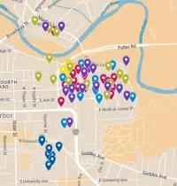 Screenshot of historical map of Michigan Medicine locations