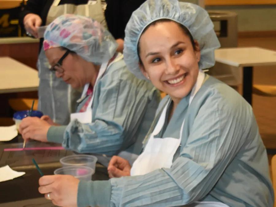 A hospital employee joins the watercolor workshop