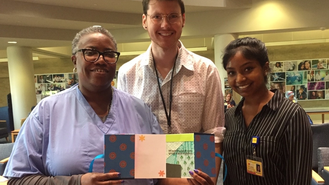 Volunteers share a photo of a finished journal art project