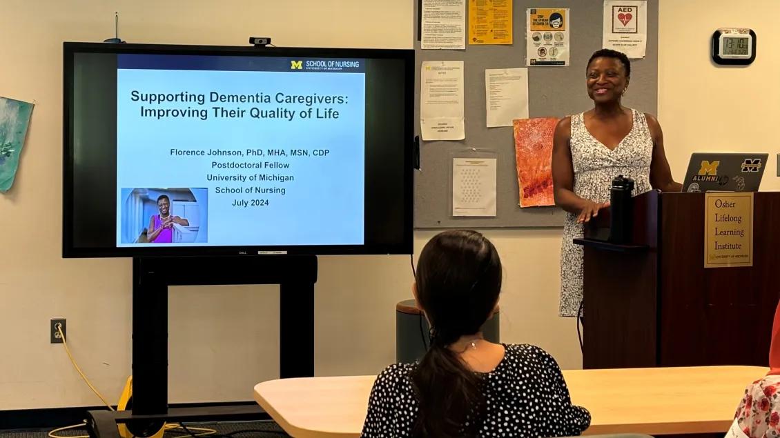 Volunteer for Washtenaw Support gives a presentation