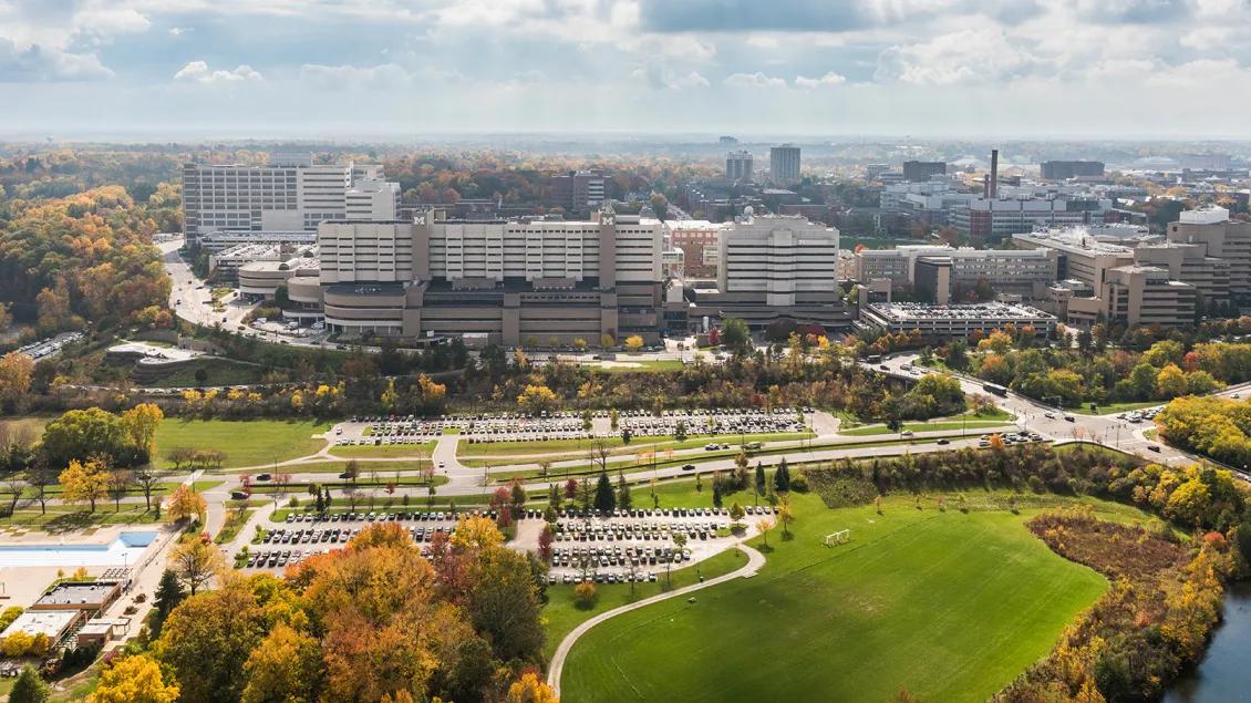 Aeiral view of the Michigan Medicine medical campus