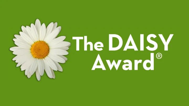 The Daisy Award on a green background with a daisy on the left.