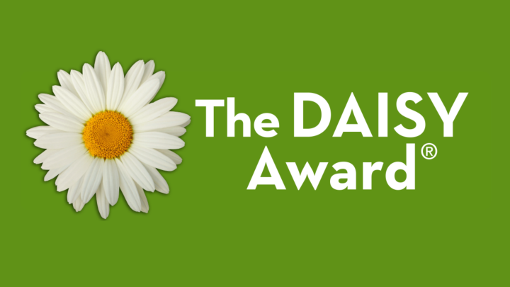 The Daisy Award on a green background with a daisy on the left.