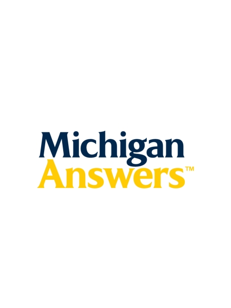 Michigan (in blue) Answers (in yellow) on a white background