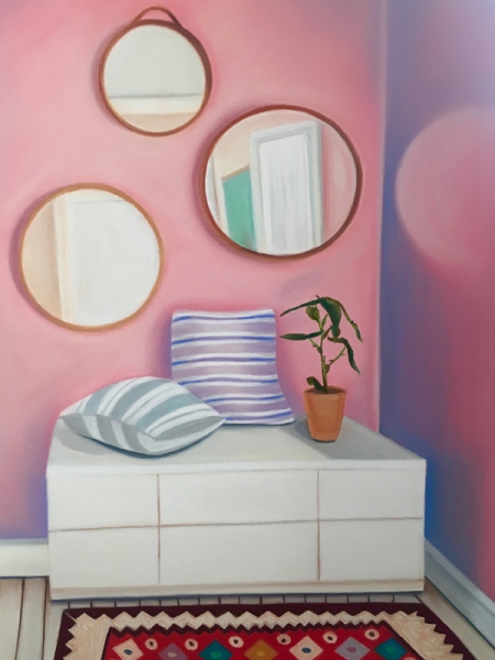 Cavanaugh painting of a shelf in a bedroom