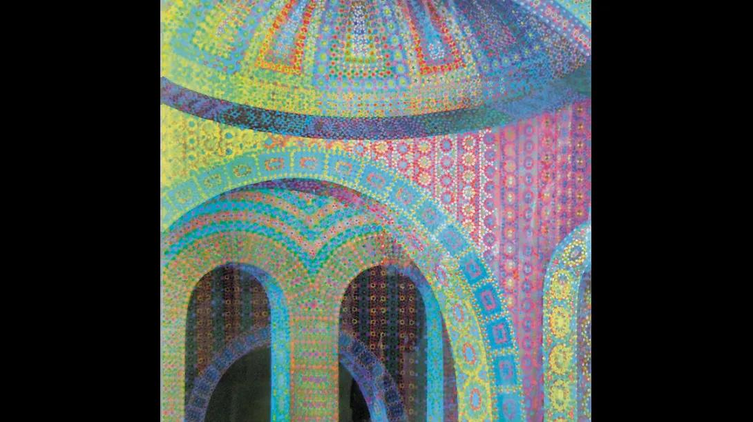 Colorful painting depicting arches