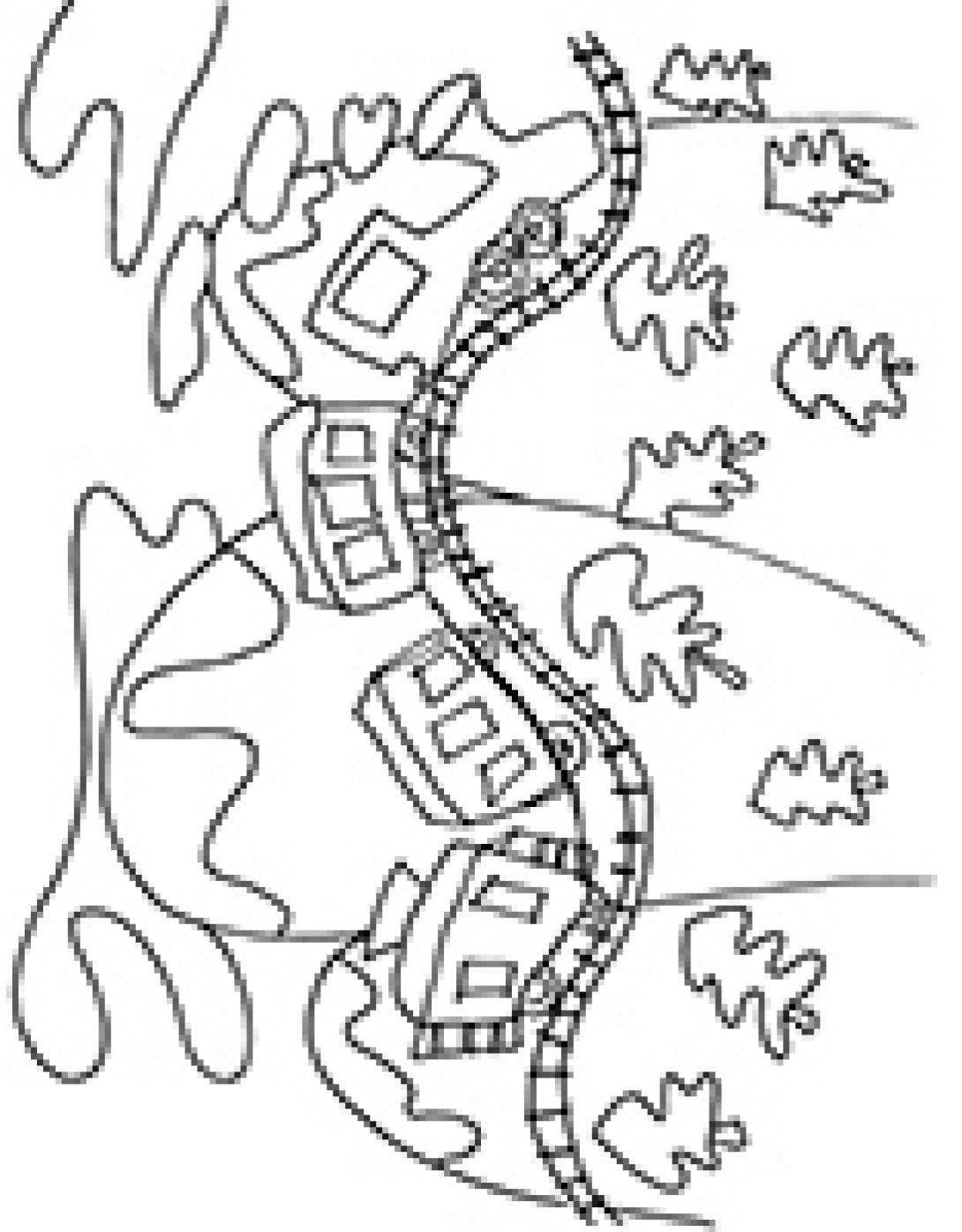 On the train coloring page
