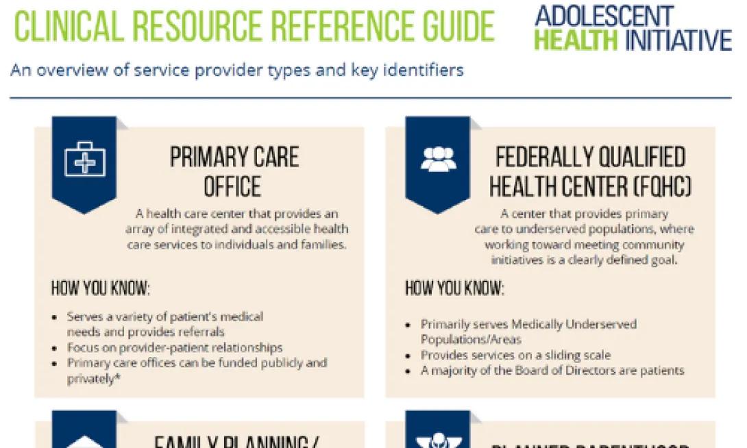 Clinical resources guide screenshot
