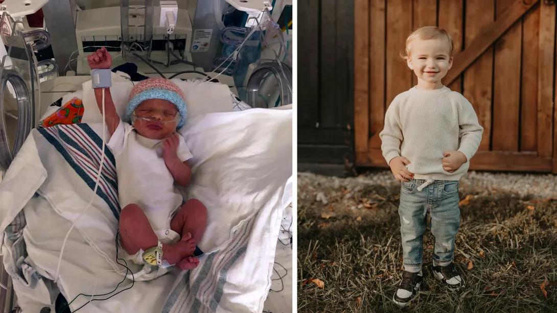baby on left and toddler on right 
