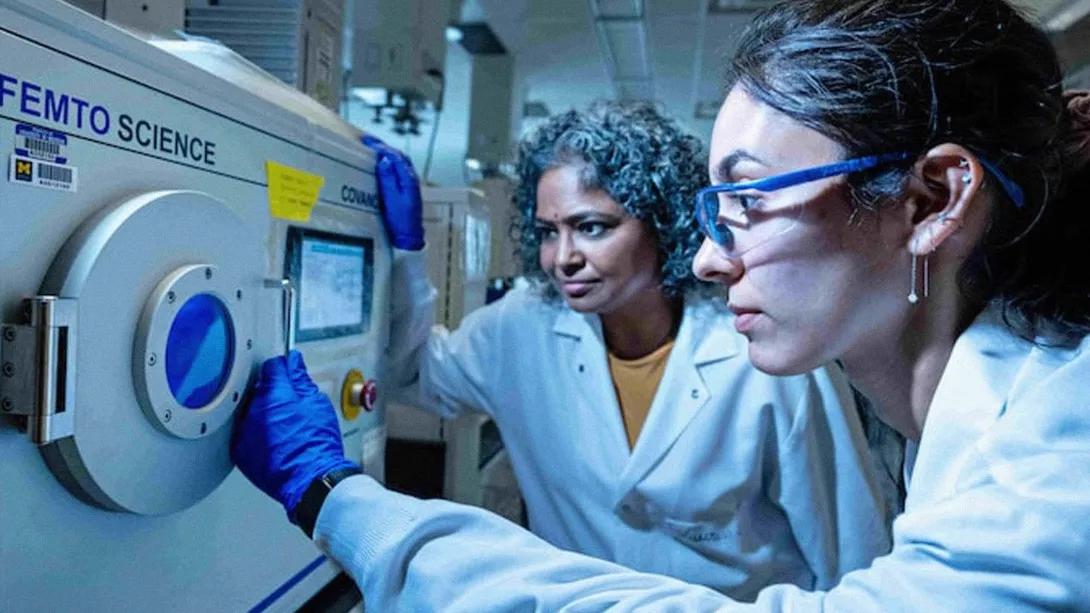 scientists close up in lab