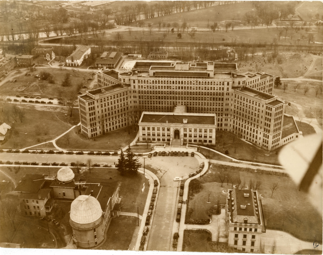 Aerial view of Old Main in 1937