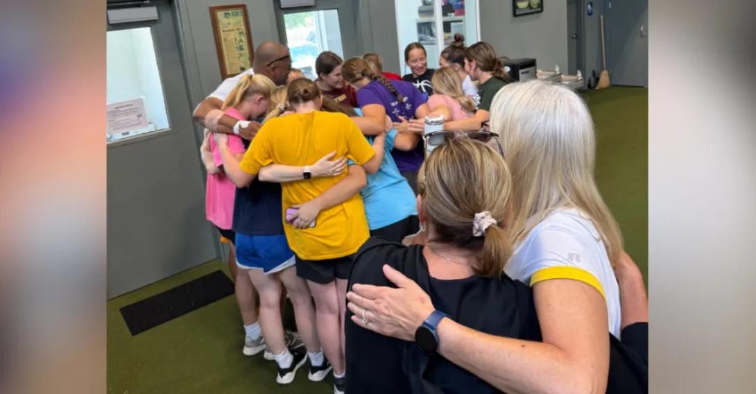 group together hugging