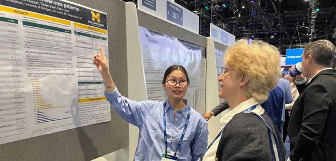 Ye Chua, medical student, in front of her poster at ASCO 2026