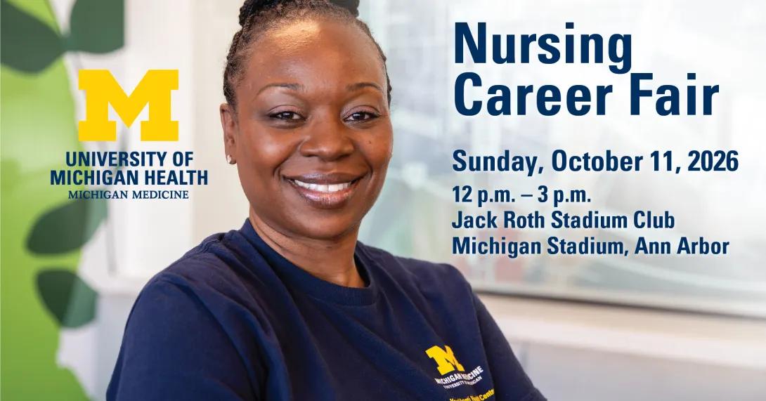 Smiling nurse in promo for career fair