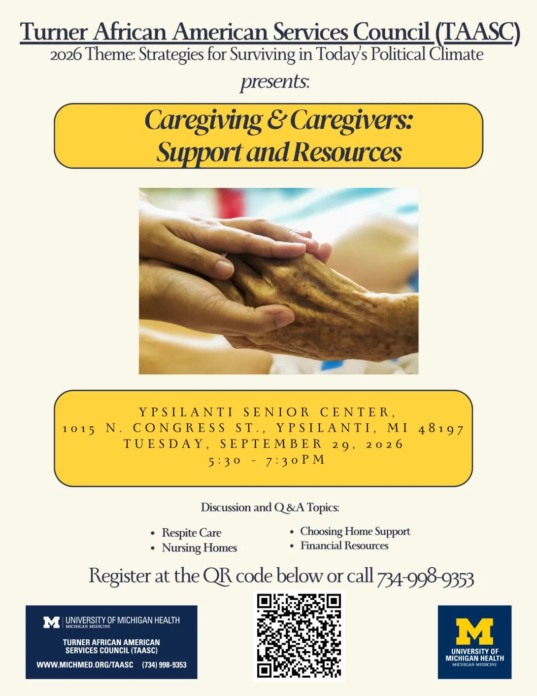 Flyer for TAASC caregiving event